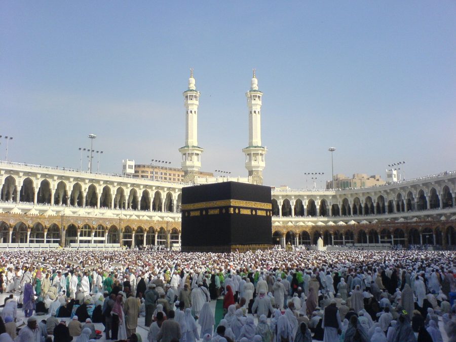 Aerial view of pilgrims performing tawaf around the Kaaba